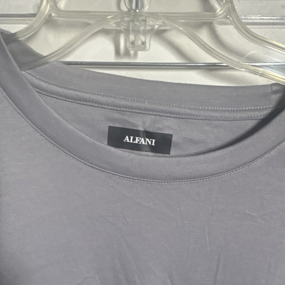 Alfani Recycled Polyester Stretch Knit T-Shirt Gray L Men Long Sleeve